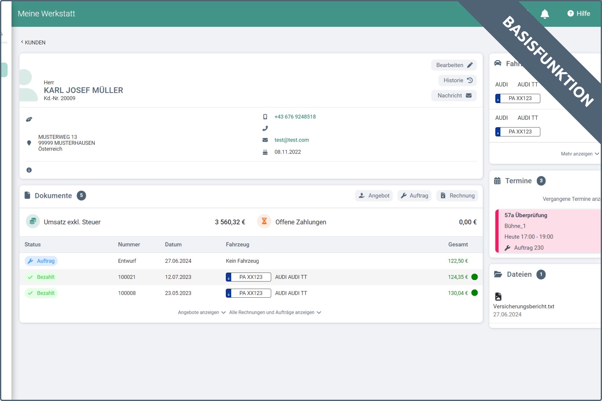 Kundenverwaltung in easyWerkstatt